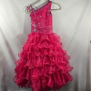 Measures Size 7 Long Layered Ruffled Bridesmaid Party Birthday Flower Girl Dress